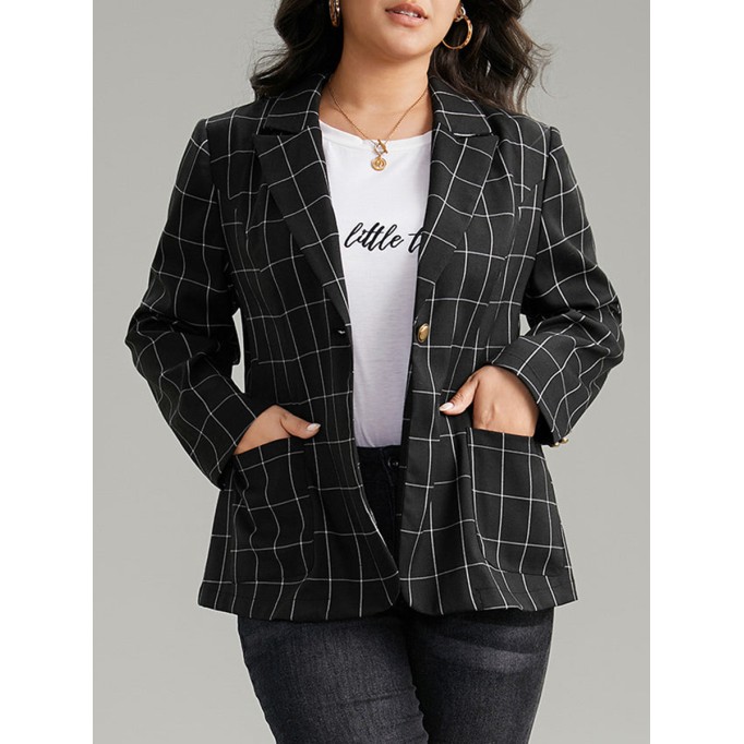 Black checked suit jacket for women