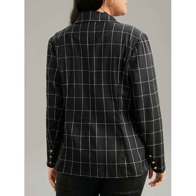 Black checked suit jacket for women