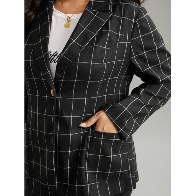 Black checked suit jacket for women