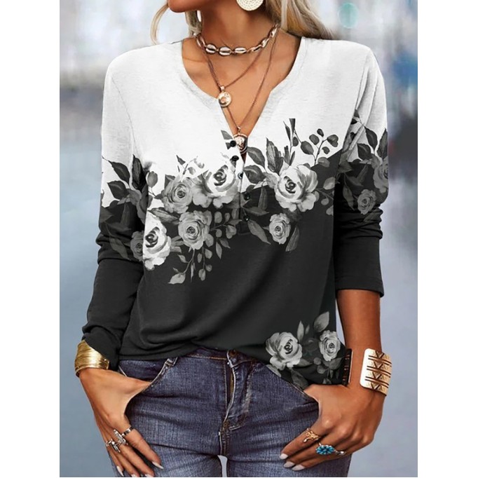 Botanical print ethnic fashion T-shirt