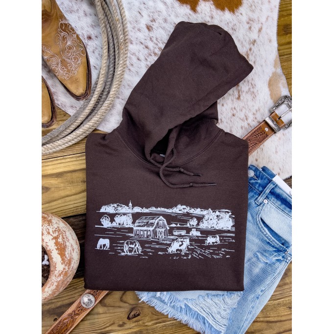 Casual Farmland Long Sleeve Hoodie