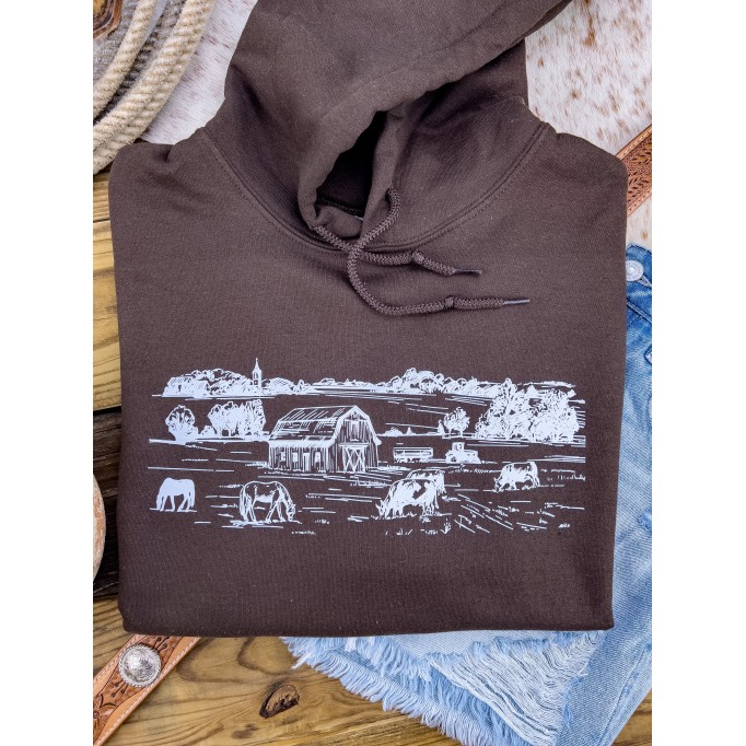 Casual Farmland Long Sleeve Hoodie