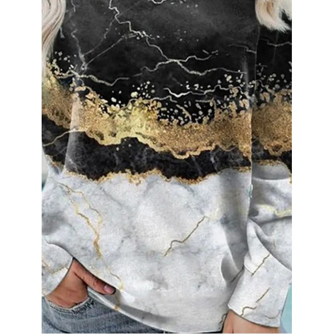 Casual long sleeved marble printed sweater