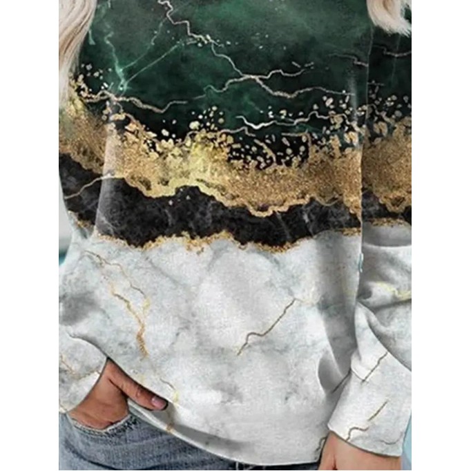 Casual long sleeved marble printed sweater