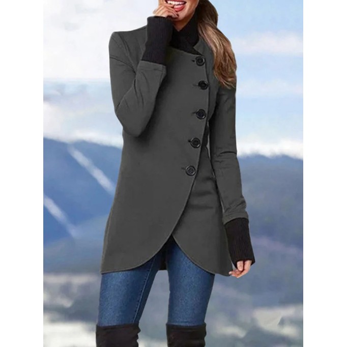 Casual solid color irregular hem coat