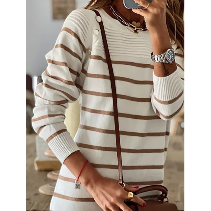 Casual Striped Patchwork O Neck A Line Dresses