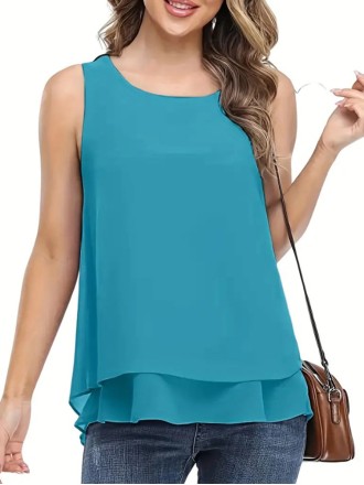 Chiffon double hem casual vest