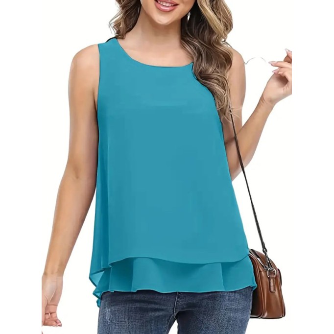 Chiffon double hem casual vest