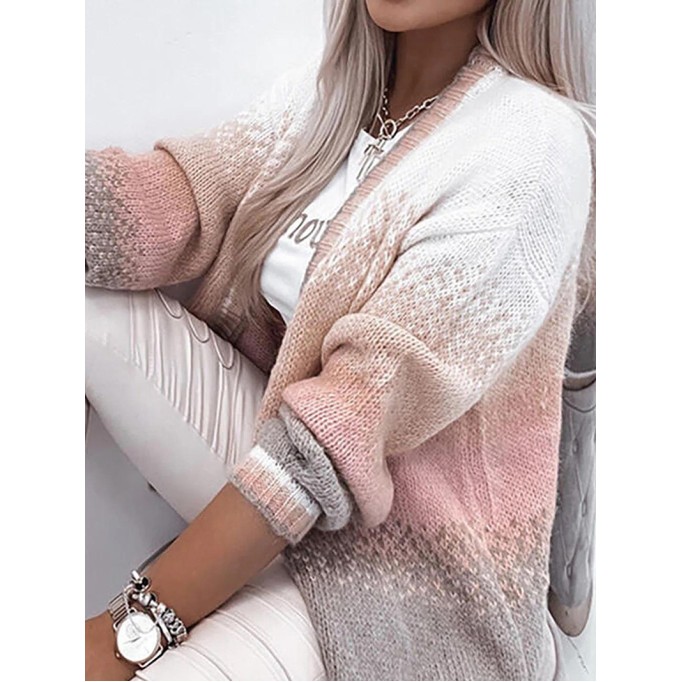 Colored casual long sleeved sweater cardigan