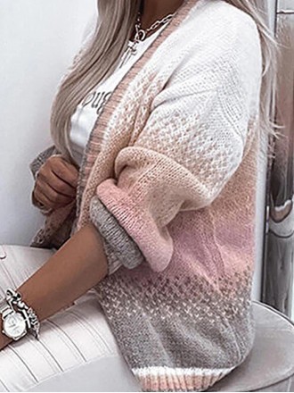 Colored casual long sleeved sweater cardigan