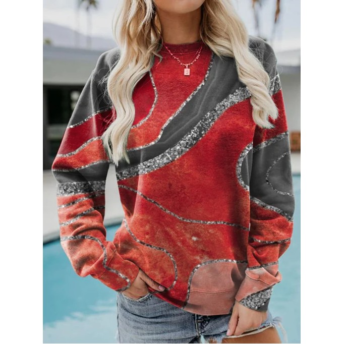 Crew Neck Abstract Sweatshirt