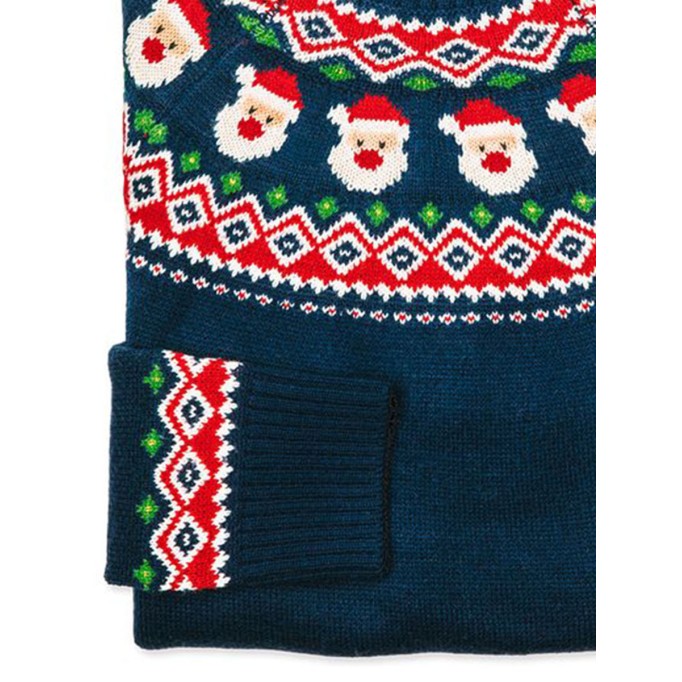 Dark Blue Casual Santa Print Sweater