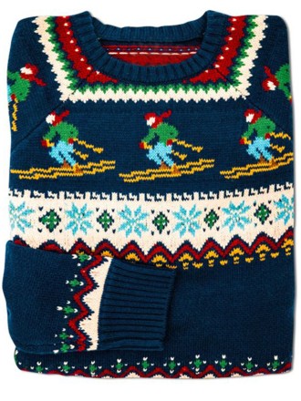 Dark Blue Casual Sleigh Print Sweater