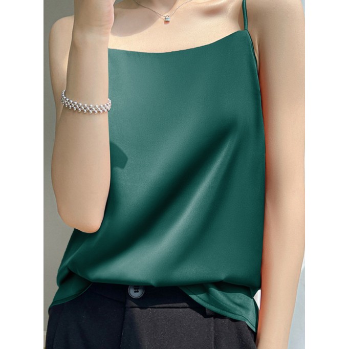 Dark green satin halter top