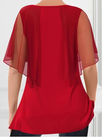 Elegant chiffon cape blouse for women