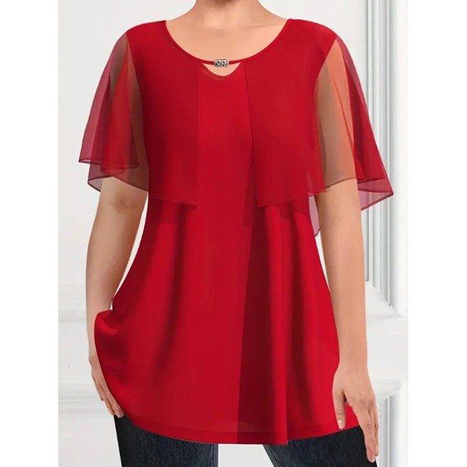 Elegant chiffon cape blouse for women