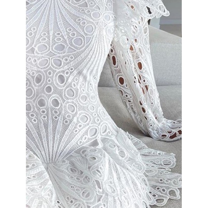 Elegant white lace dress dress