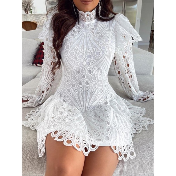 Elegant white lace dress dress