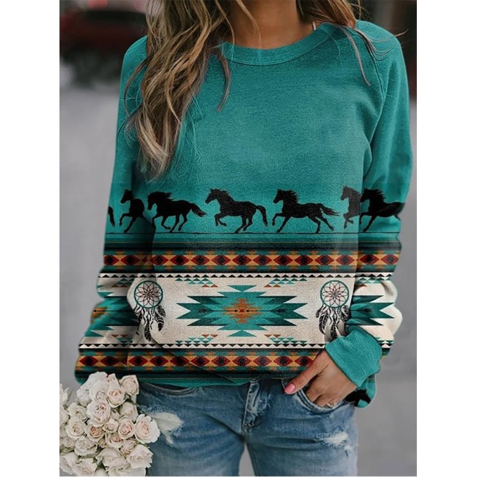 Ethnic Print Sweatshirt