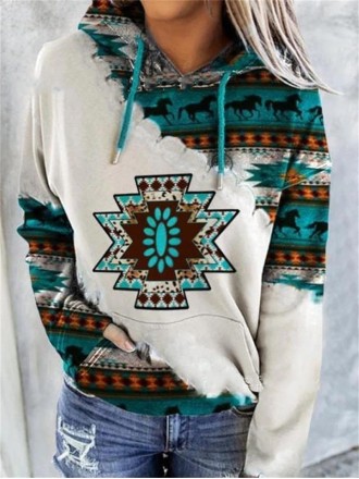 Ethnic Tribe Hooded Sweater Coat Top