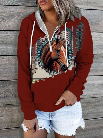 Fashion printed long sleeve casual sweatshirt