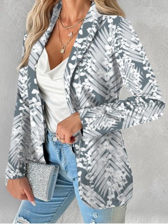 Grey print design suit jacket