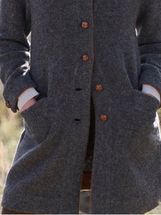 Grey stand-up collar tweed coat