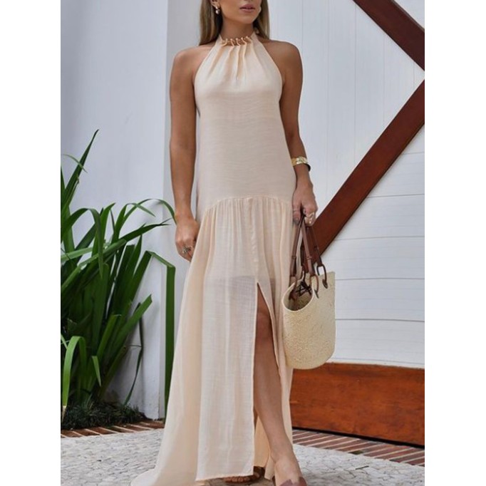 Halter dress with slit