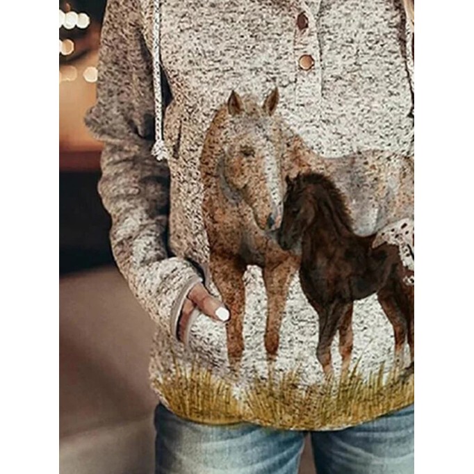 Highland Cow Plaid Print Hooded Sweatshirt