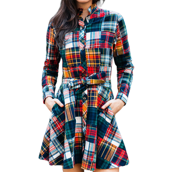 Holiday Patchwork Flannel Dress