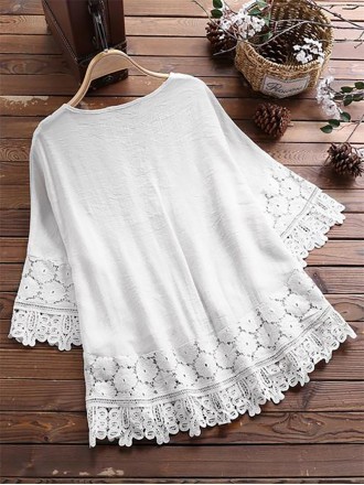 Lace elegant V-neck loose top