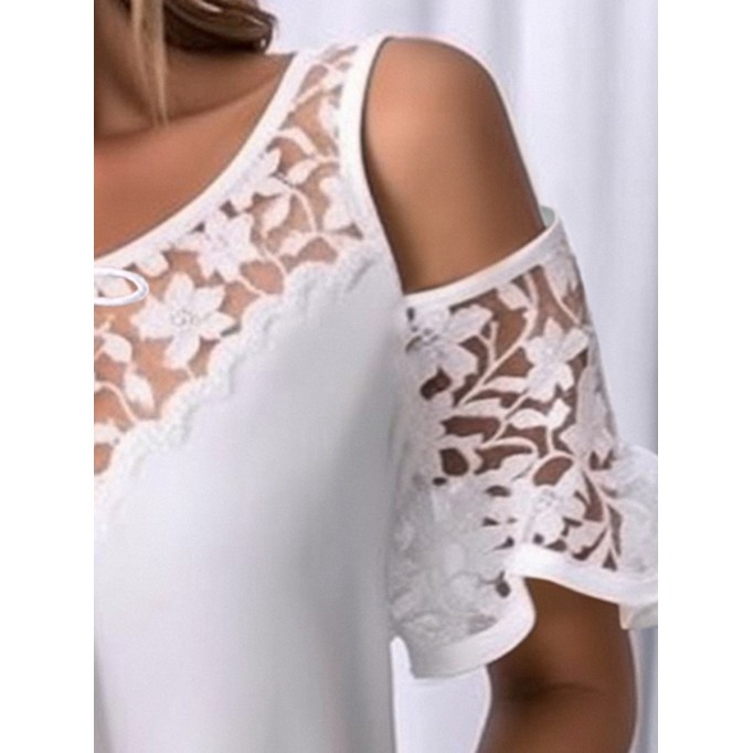 Lace Panel Off Shoulder Top