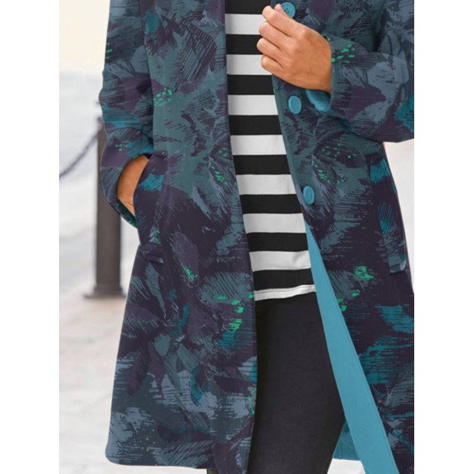 Ladies' printed lapel tweed coat