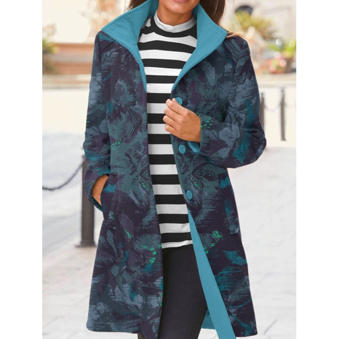 Ladies' printed lapel tweed coat