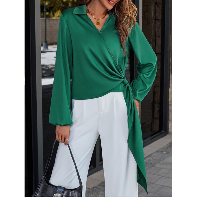 Ladies Lapel Long Sleeve Shirt