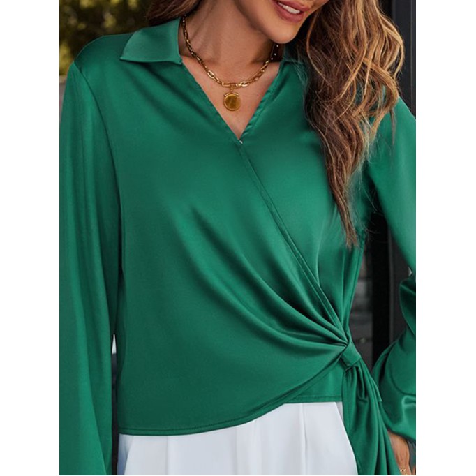 Ladies Lapel Long Sleeve Shirt