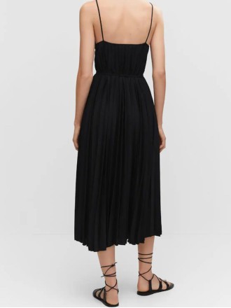 Long dress with waistband pleated waist for women