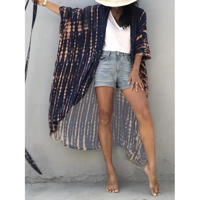 Loose tie-dye holiday kimono smock