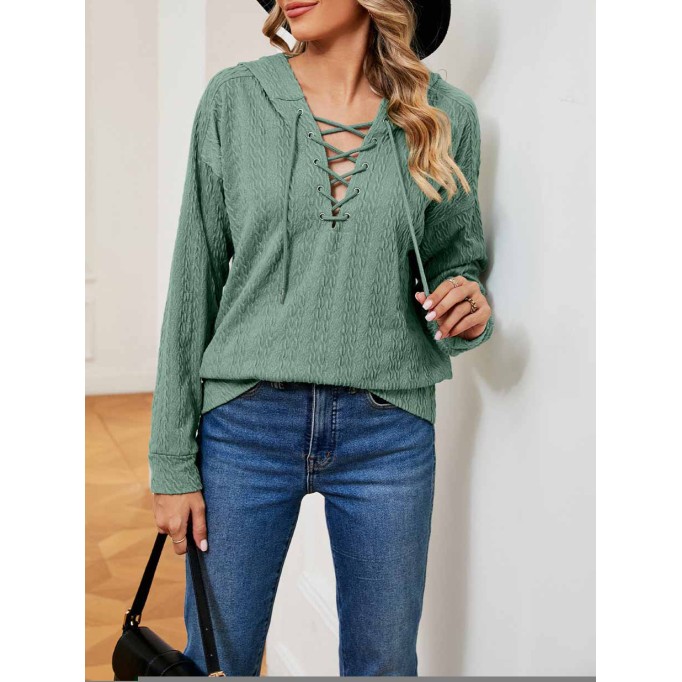 New style tie-neck long-sleeved top