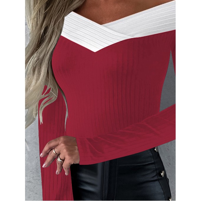 Off shoulder slim fitting long sleeved top