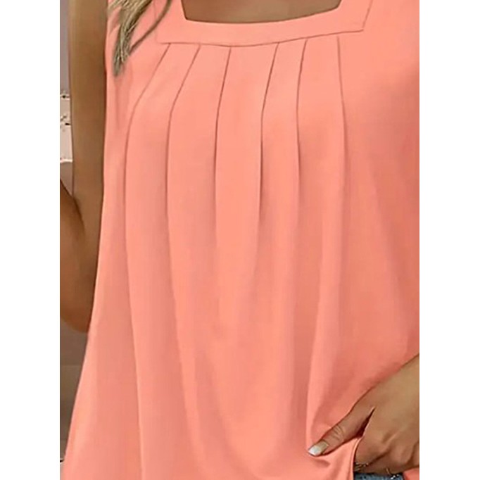 Orange square neck ruffled casual top vest