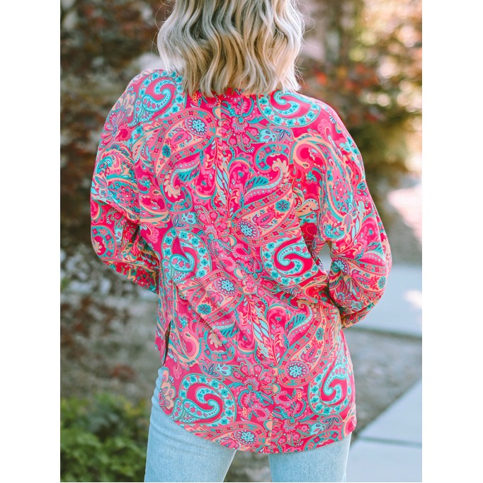 PAISLEY V NECK SHIFT CASUAL BLOUSE