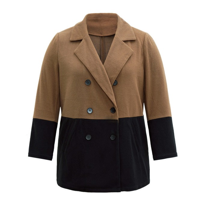 Plus-size women's elegant tweed coat