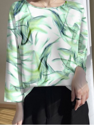 Printed satin shirt for women