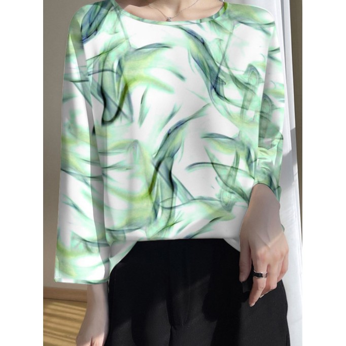 Printed satin shirt for women