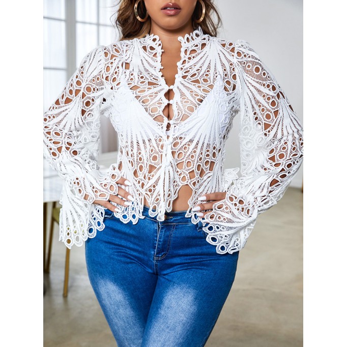 Ripped Sexy Flared Sleeve Breathable Women's Tops