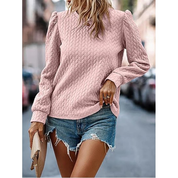 Round neck bubble long sleeve top air Fried Dough Twists sweater