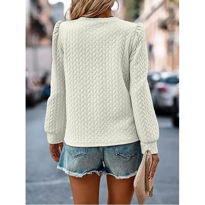 Round neck bubble long sleeve top air Fried Dough Twists sweater