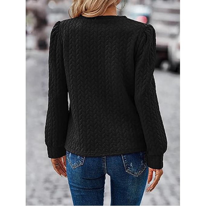 Round neck bubble long sleeve top air Fried Dough Twists sweater