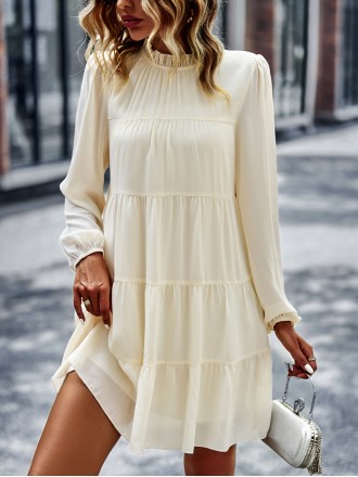 round neck long sleeve loose dress